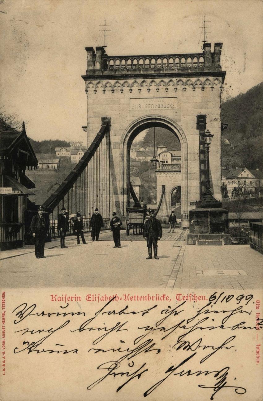 Pohlednice etzov most csaovny Albty, Dn 1900