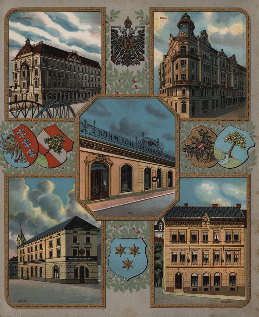 Česká banka Union filiálky Bílsko-Bělá, Brno, Celje, Dornbirn, Jablonec nad Nisou, 1913